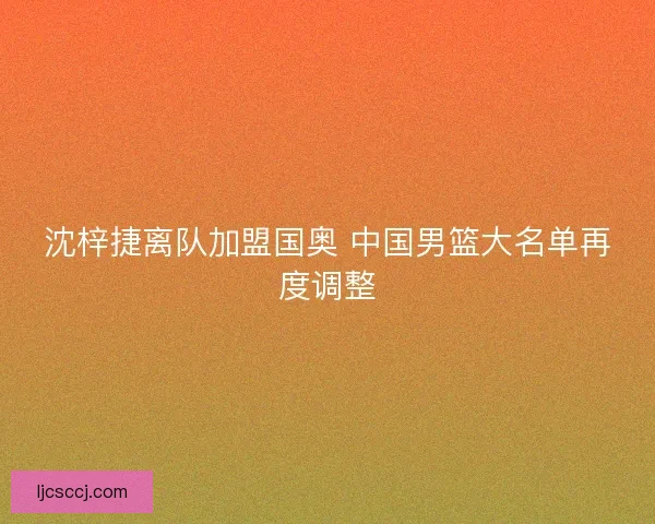 沈梓捷离队加盟国奥 中国男篮大名单再度调整